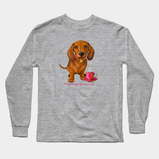 Dachshund Its the little things that make us smile Long Sleeve T-Shirt by FLCupcake